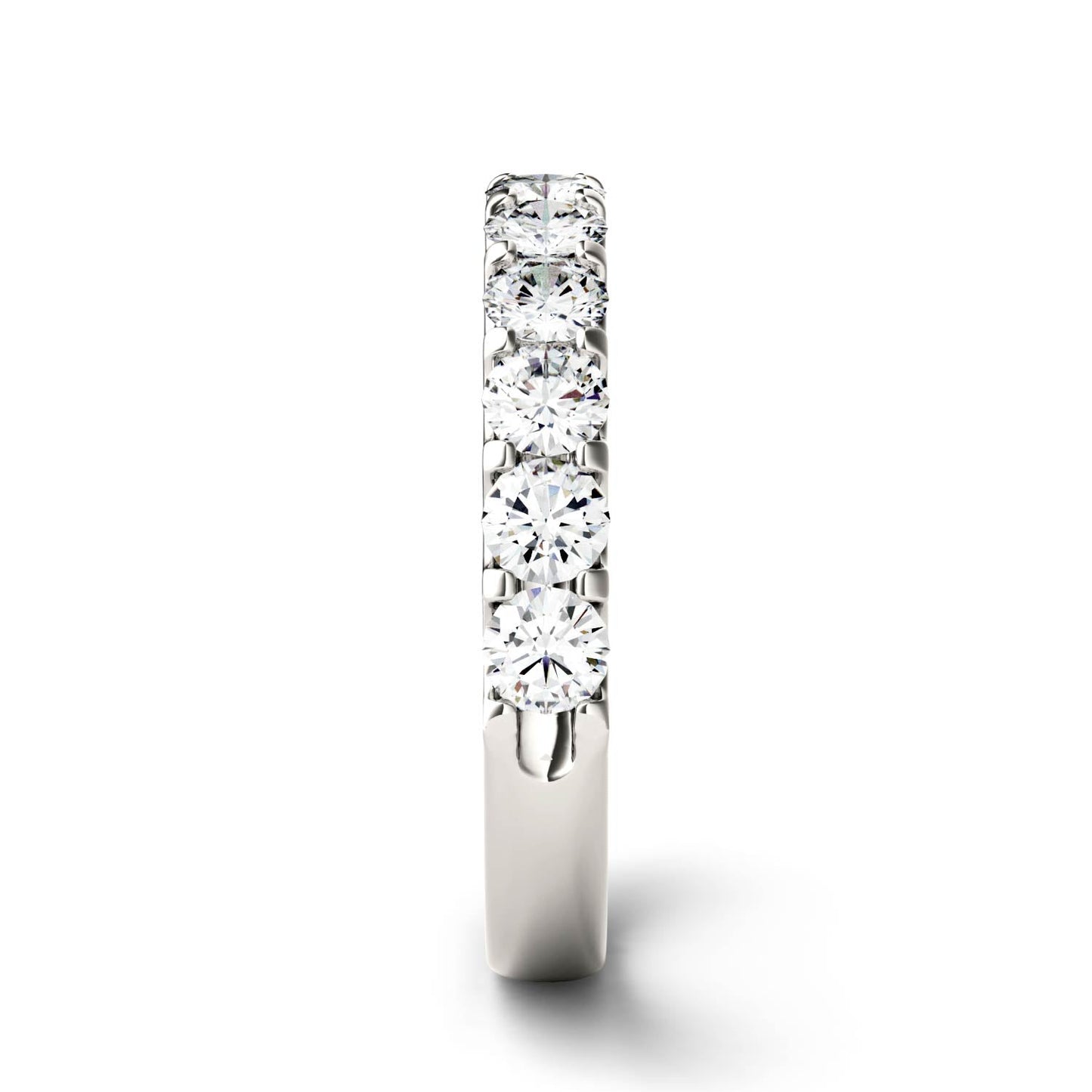 1.10 CTW DEW Round Moissanite Anniversary Band in 14K White Gold