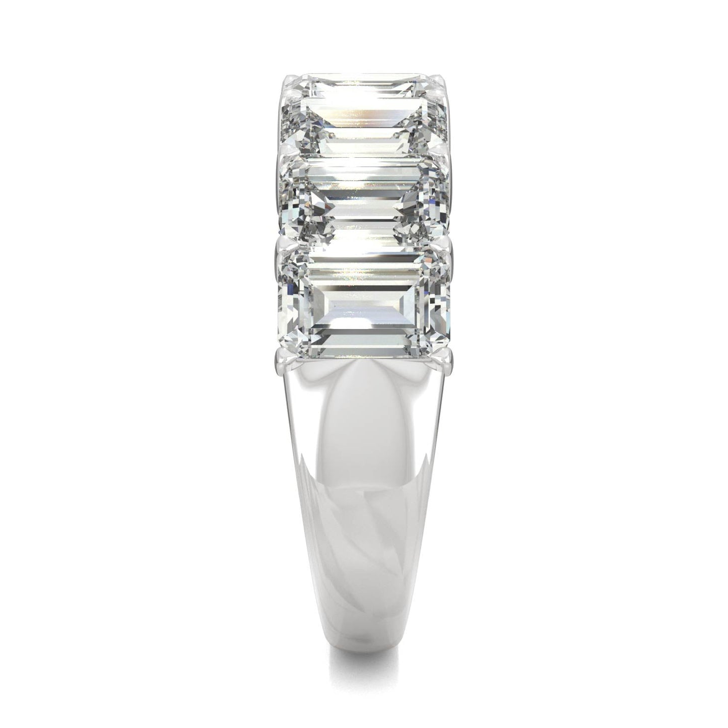 4.06 CTW DEW Emerald Moissanite Seven-Stone Anniversary Band in 14K White Gold
