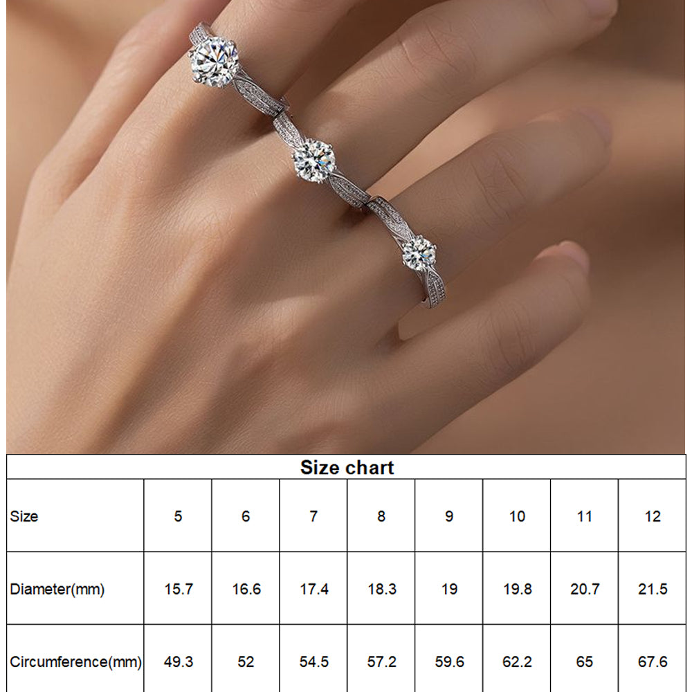 2CT Moissanite Ring – 925 Sterling Silver, 6-Prong “Honeycomb” Band, GRA Certified