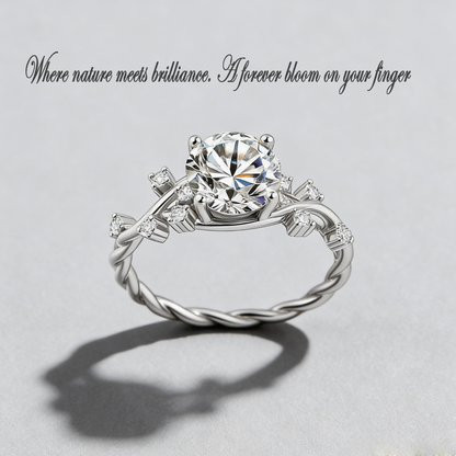 2CT Moissanite Vine Ring – 925 Sterling Silver Floral Design, GRA Certified
