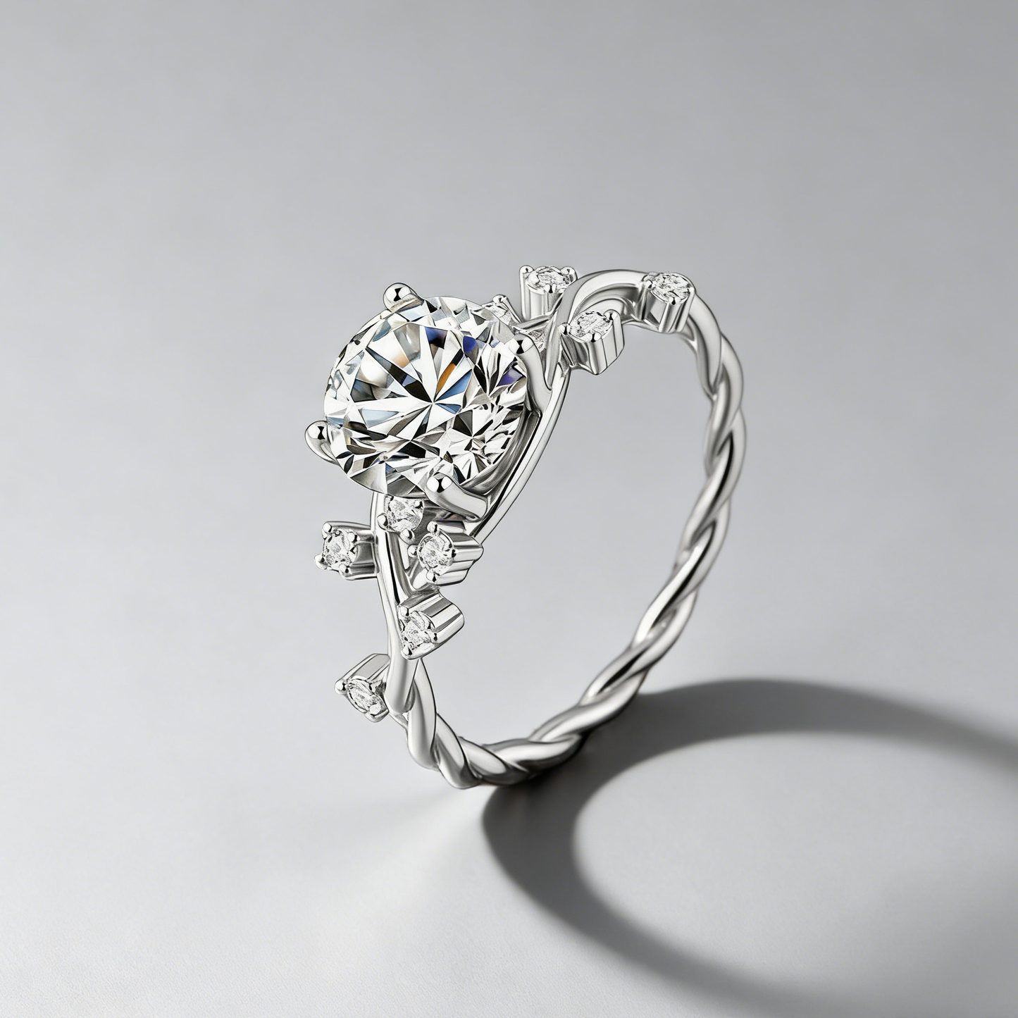 2CT Moissanite Vine Ring – 925 Sterling Silver Floral Design, GRA Certified