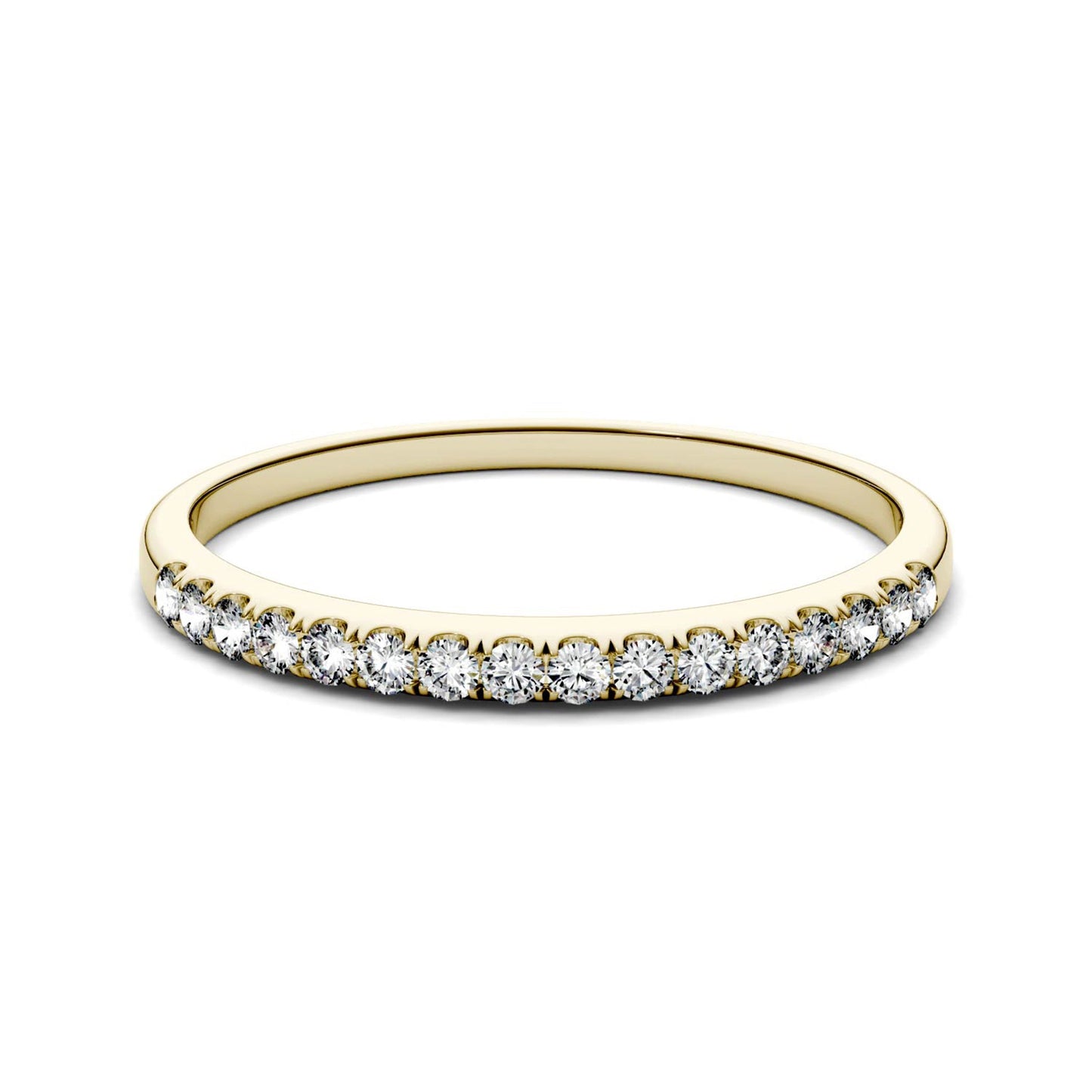 0.16 CTW DEW Round Moissanite Anniversary Ring in 14K Yellow Gold