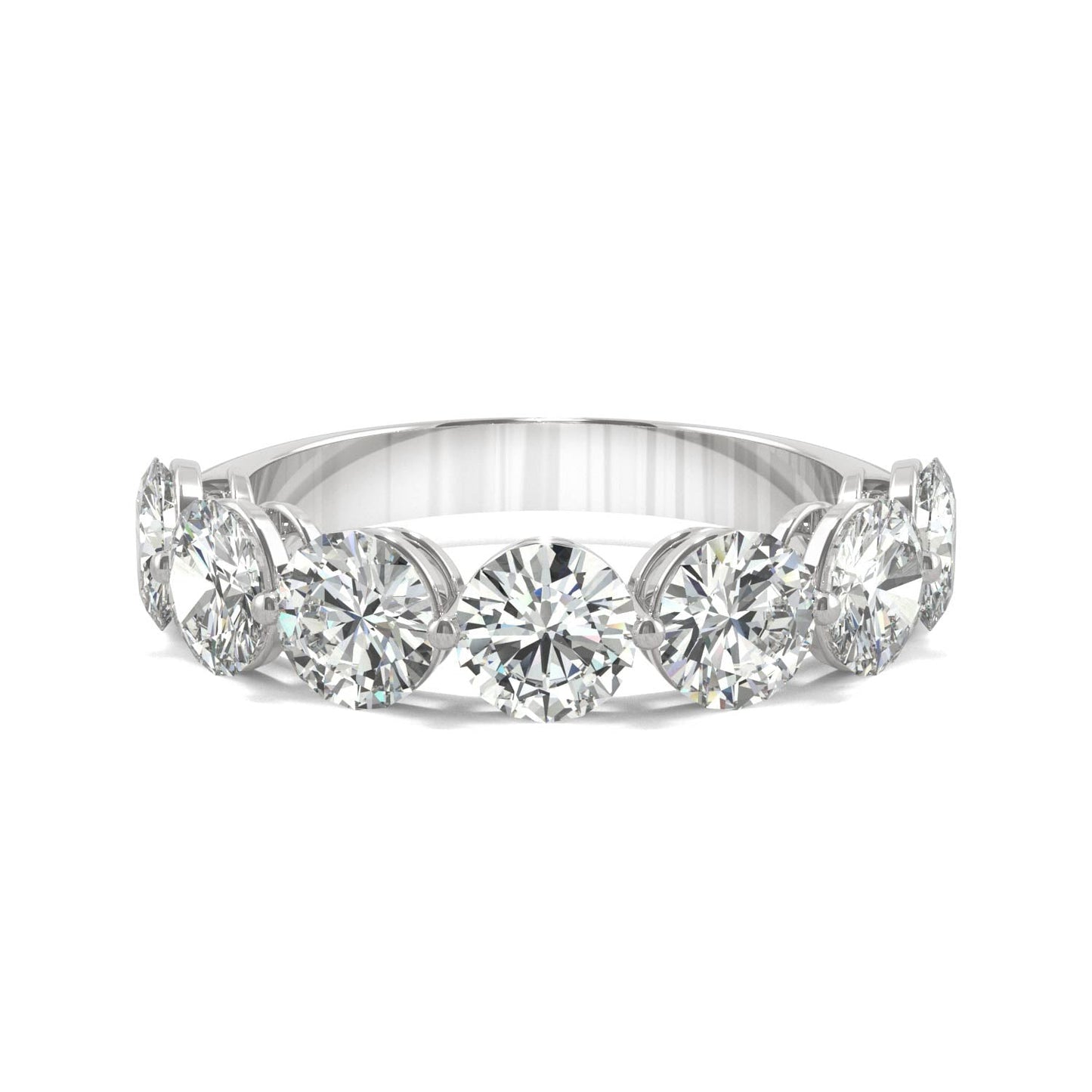 3.50 CTW DEW Round Moissanite Seven-Stone Ring in 14K White Gold