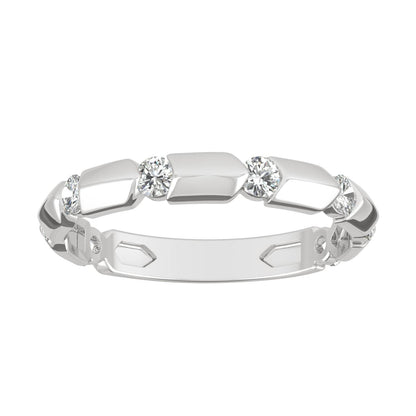 0.48 CTW DEW Round Moissanite Stackable Ring in 14K White Gold