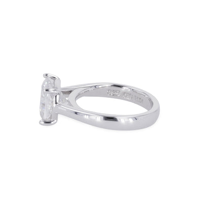 2.80 CTW DEW Cushion Moissanite Four Prong Solitaire Engagement Ring in Sterling Silver